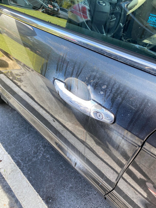 White Powder on Car Door Handle