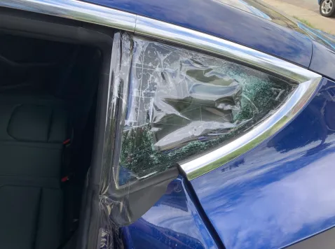 broken glass of a rear window
